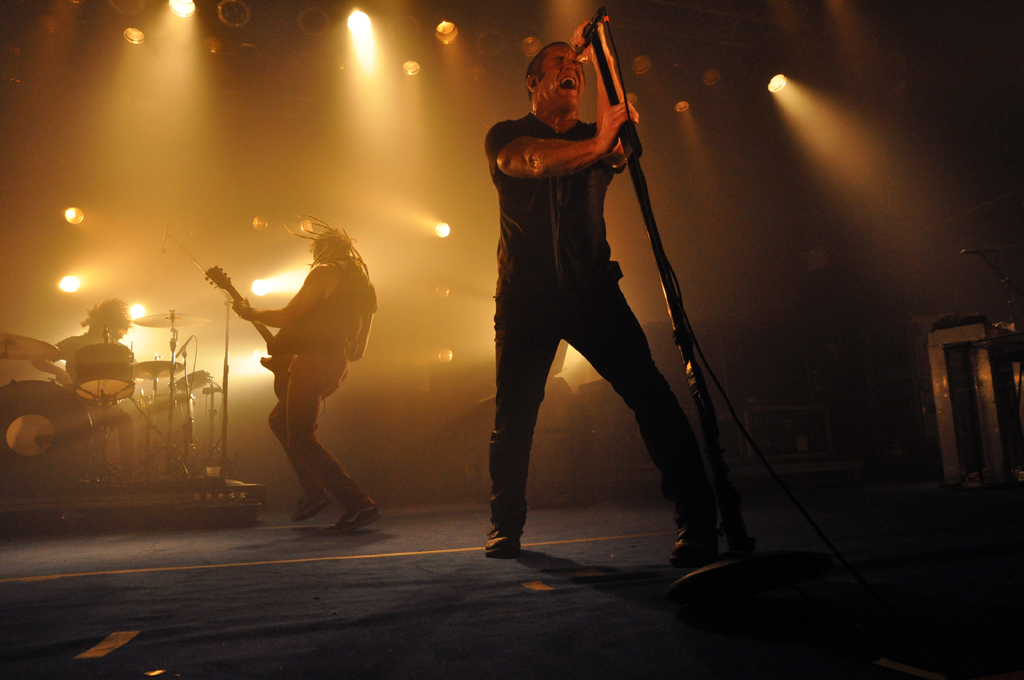 Ilan Rubin, Robin Finck, and Trent Reznor / credit: Loren Wohl